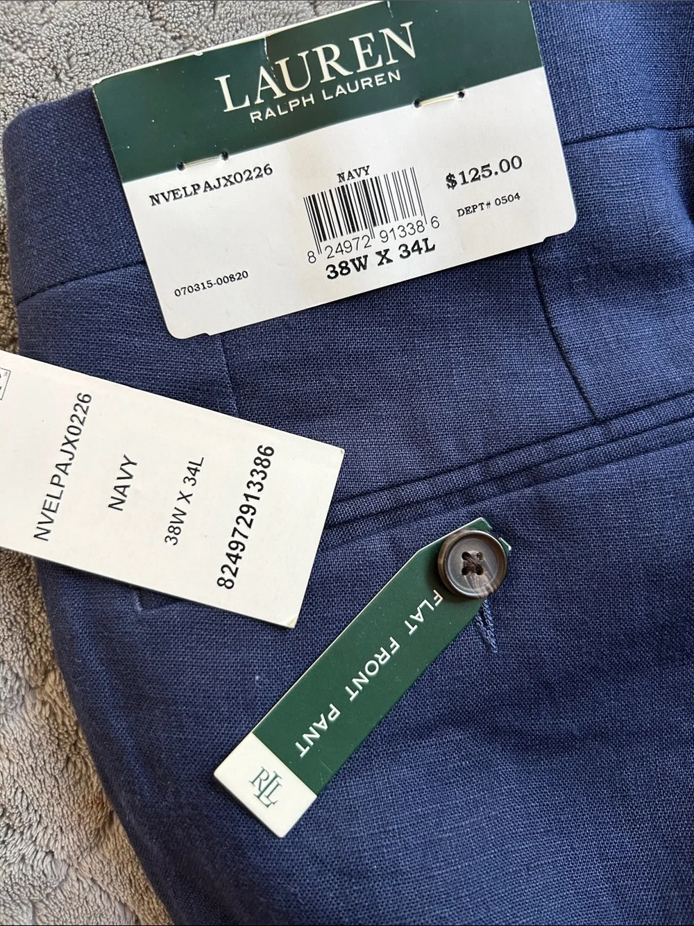 NWT Lauren Ralph Lauren Linen Flat Front Pant